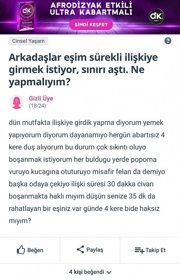 Eşim Sürekli Ilişkiye Girmek Istiyor Ne Yapmalıyım Inci Sözlük